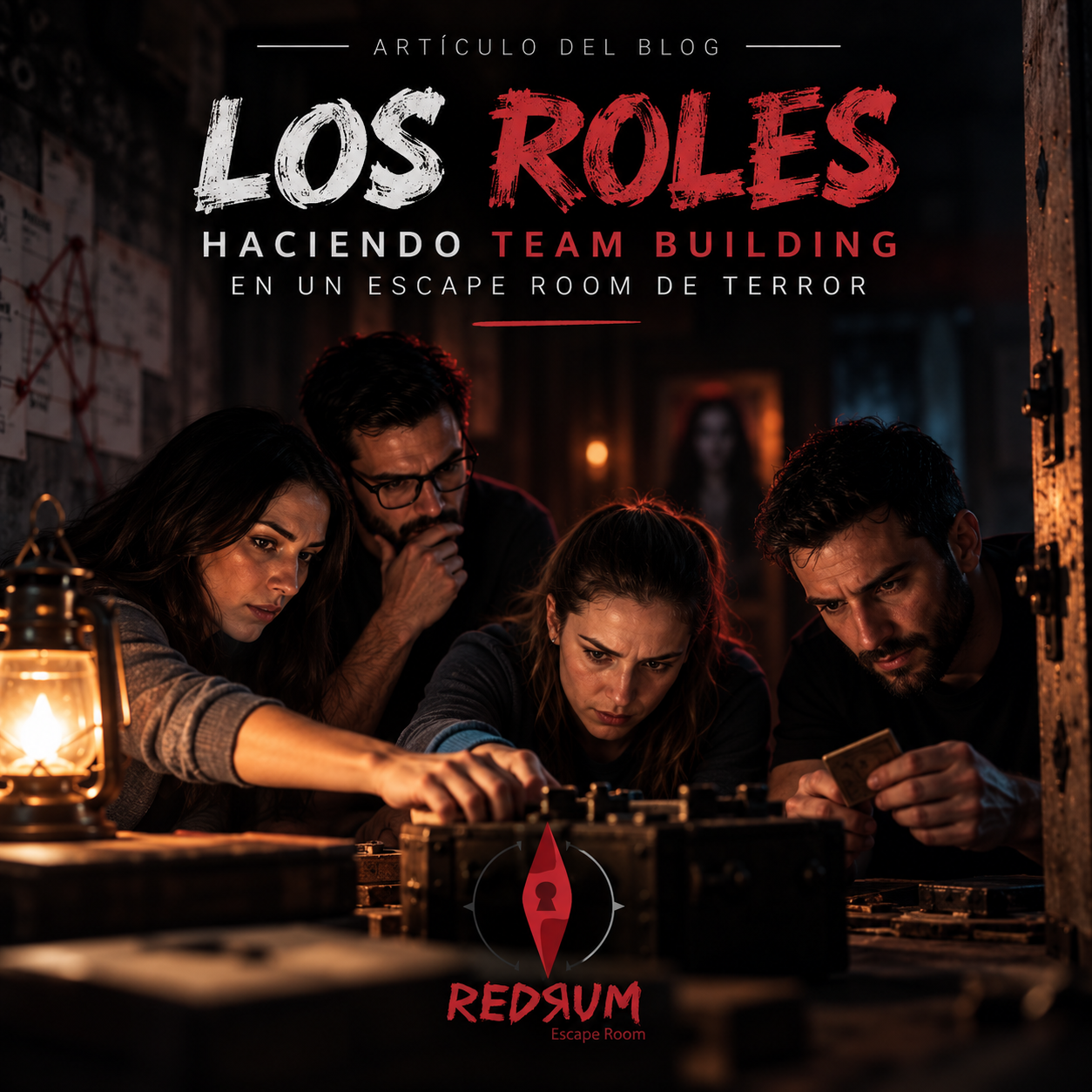 Los roles haciendo team building en un escape room de terror - redrumescaperoom.es
